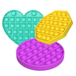 3 Pack Push Pop Fidget Toy - Push Pop Bubble Anti Anxiety Sensory Toy - Bubble Pop Stress Reliever - Durable & Washable Soft Silicone Squeeze Fidget Toy - Perfect for Adults & Kids (Three Colors)