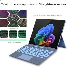 NUWONAYA Keyboard for Surface Pro 11/10/9/8/X (13inch), Portable Slim Type Cover for Surface Pro, Wireless Bluetooth Keyboard with Touchpad, Backlits,Built in Pencil Holder,Pink