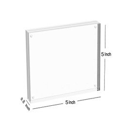 Magicool Premium Acrylic Photo Frame- Magnet Photo Frame -Double Sied Thick Desktop Frames (5x5 5 pack)