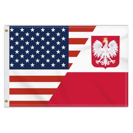 2×3 FT poland USA Friendship Flag, Medium 60×90CM 150D Polish Outdoor Banner,Double Side Printing American Decor For Patio Garden With Brass Gromment