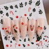 3D Christmas Nail Stickers Green Leaves Red Bean Elk Snowflake