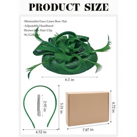 Zinniday Green Kentucky Fascinators Hat - 2025 Elegant Tea Party Derby Fascinator 1920s 50s Victoria Hats with Hair Clip Feather for Women Lady Girls Cocktail Ball Cosplay Party Costume Headwear