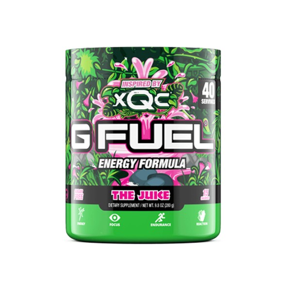 G Fuel The Juice – Inspired by xQc Orange Pineapple Melon Punch Flavored Game Changing Elite Energy Powder, Sharpens Mental Focus, Zero Sugar, Supports Immunity and Enhances Mood 9.8 oz (40 servings)