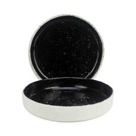 roro Ceramic Tableware, Assorted Sets, Rustic White and Glossy Jet-Black Speckled, Hand Glazed, Microwave and Dishwasher Safe (8 x 1 inch 2pc)