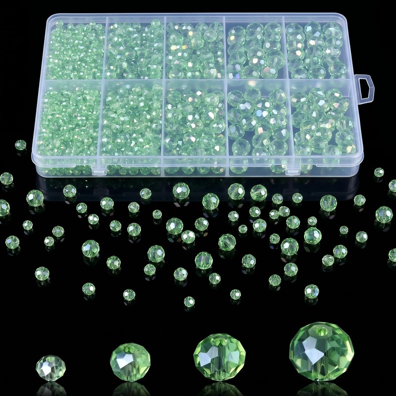 1000Pcs 4/6/8/10mm Apple Green AB Glass Crystal Beads Faceted Bulk