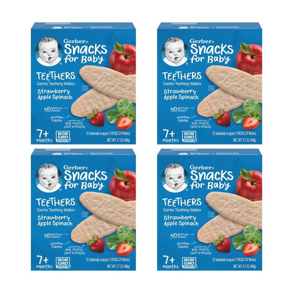 Gerber Snacks for Baby Teethers, Strawberry Apple Spinach, Gentle Teething