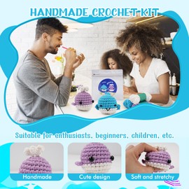 Vanttokeey Crochet Kit for Beginners, Complete Amigurumi Starter Set with Step-by-Step Video Tutorial, DIY Knitting Set Gift (Whale & Shark)