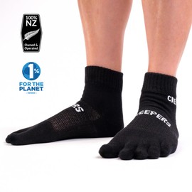 Creepers Blister Busting Merino Wool Toe Socks, Quarter Crew Length Running & Hiking, Unisex for Men & Women from Socks | Small