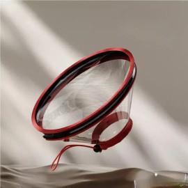 강아지 산소 마스크 투명 적색 깔대기 애견 소형견 대형견 고양이 넥카라 Dog Oxygen Mask Transparent Red Funnel for Small and Large Dogs and Cats Neck Collar [Pink S]