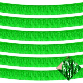 6 Pack 10 Feet Foil Fringe Garland Metallic Tinsel Streamers Banner Wall Hanging Fringe Curtain Backdrop Banner for Parade Floats, Bachelorette, Wedding, Christmas, Birthday Party Decorations(Green)
