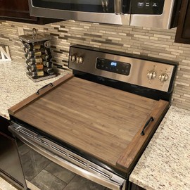 GASHELL Noodle Board Stove Cover with Handles, Multiple Stove Top Cover Board for Electric/Gas Stove Top(Retro Brown)