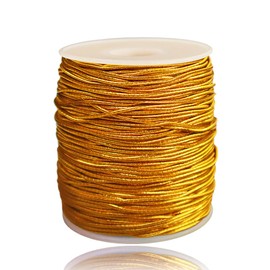 Ewparts Elastic String 1mm Metallic Elastic Cord 109 Yards Bracelet String Gold Stretch Srtring Ribbon Metallic Cord Gold Stretchy Bracelet String for Beading Jewelry Making Gift Wrapping
