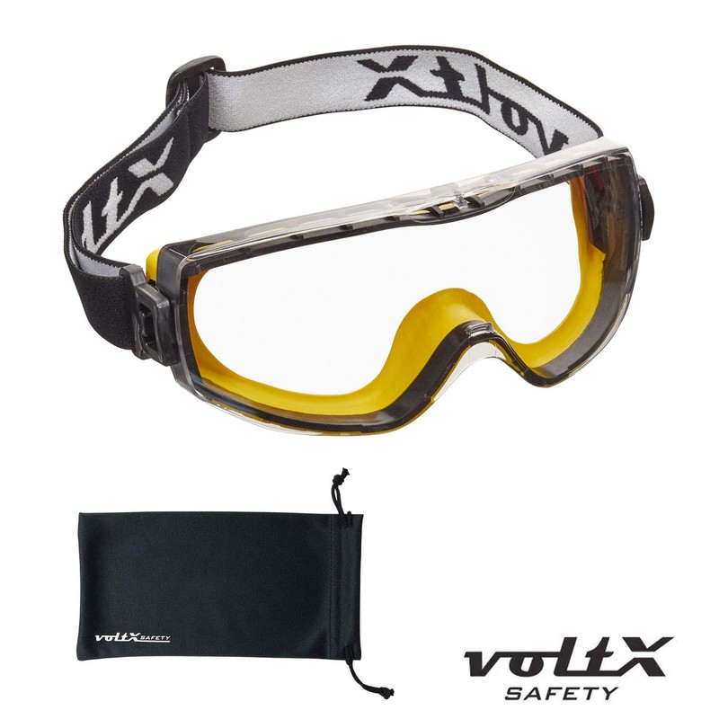 voltX DEFENDER COMPACT indirect ventilated Safety Goggles, CLEAR lens with