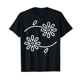 Vintage Inspired Flower Botanical Floral Graphic Design T-Shirt