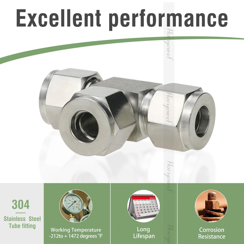 Horiznext stainless steel 304 tee compression fitting to connect 3/8