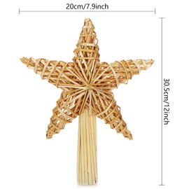 Christmas Tree Star Topper 20 x 30.5 cm, Tree Topper Star Large Natural Christmas Tree Topper, Christmas Tree Decoration Made of Natural Material, Christmas Tree Decoration for Any Size Christmas