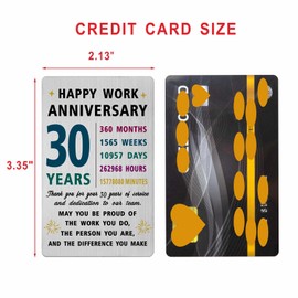 Richesele 30 Years Work Service Card - Thank You 30 Years Work Gifts - Happy 30th Work Anniversary Credit Card Size Keepsake