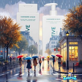 ZebraZ Shower Kit – Cashmere & Rain 2-in-1 Shampoo & Conditioner + Body Wash + Exfoliating Glove – 1 Kit