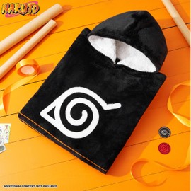 Naruto Hoodie Blanket Children Boys - Anime Plus Size Cuddly Blanket with Sleeves - Warm Fleece Hoodie Teenager - Portable Jumper Blanket, black/orange