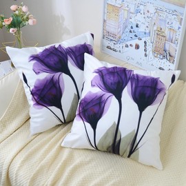 TIAODIAN Set of 2 Velvet Cushion Covers 50 x 50 cm Modern Home Art Decorative Throw Pillow Case 20x20 inches for Living Room Sofa Garden Outdoor Decor Cushions