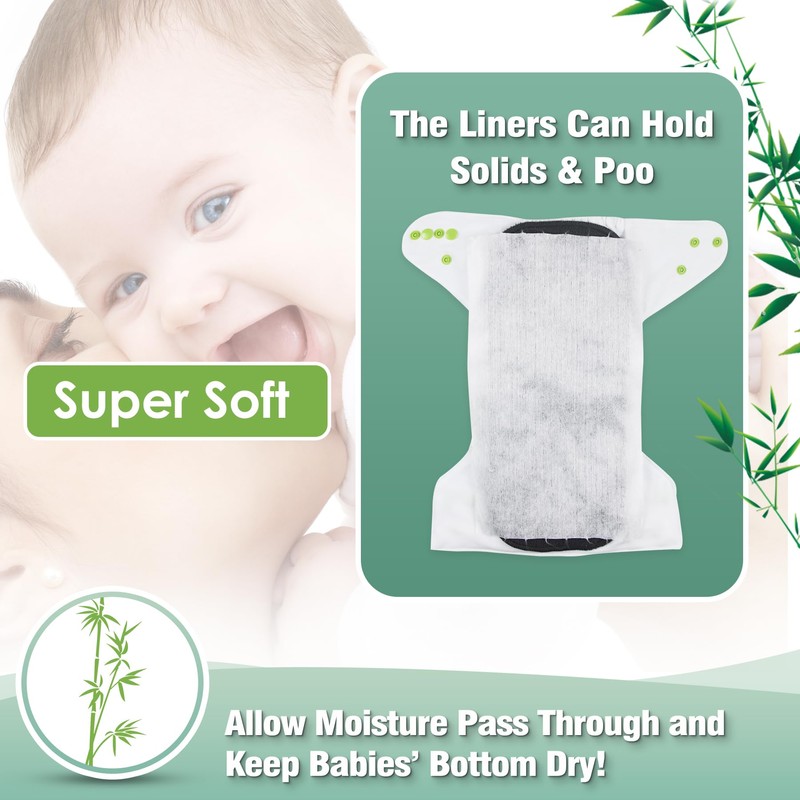 wegreeco Unscented Diaper Liners,Fragance Free and Chlorine Free - 100