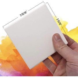 100 Pack Ceramic Tiles for Crafts Coasters, Ceramic White Tiles Unglazed 4x4 with Cork Backing Pads, Use with Alcohol Ink or Acrylic Pouring, DIY Make Your Own Coasters, Mosaics, Painting Projects