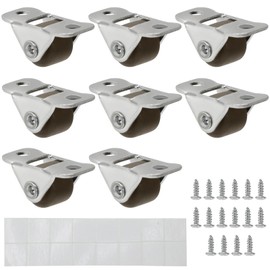 8-Pack Mini Caster Wheels with 16 Screws & Double-Sided Adhesive Pads, 1/2 inch Little Rubber Rolling Wheels, Low Profile Non Swivel Plate Casters Rollers for Furniture, Carts, and DIY Projects