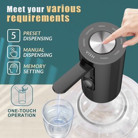 5-Gallon Water Bottle Pump Dispenser: YISH Electric Water Dispenser Pump for Bottled Water Foldable Drinking Water Pump USB-Charing Water Bottle Dispenser Automatic Water Gallon Pump