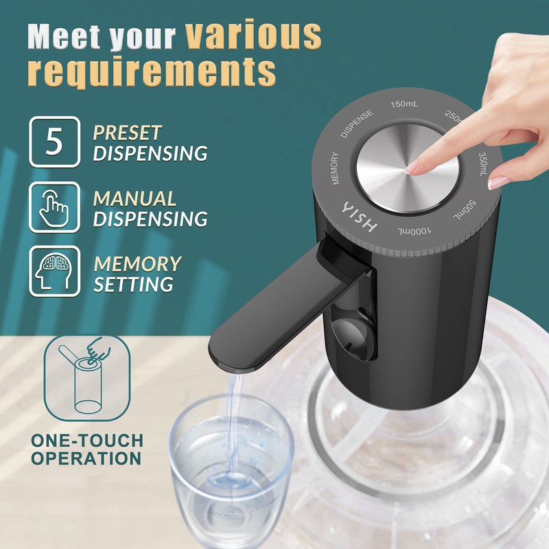 5-Gallon Water Bottle Pump Dispenser: YISH Electric Water Dispenser Pump