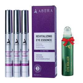 Abera Eye Revitalizing Essence, Anti-Aging Treatment with Bakuchiol and Black Ginseng, Dark Circles and Fine Lines – 0.51 fl oz, 3 box + gift