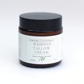 Cow Girls Naturals All Natural Whipped Tallow - 100% Grass fed Tallow Moisturizer - Face + Body - Unscented - Cream for Rosacea, Eczema, Baby Lotion (4 oz, Eucalyptus Infused)