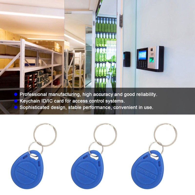 100 Pcs Blue Keychains RFID Proximity Card Key for Access