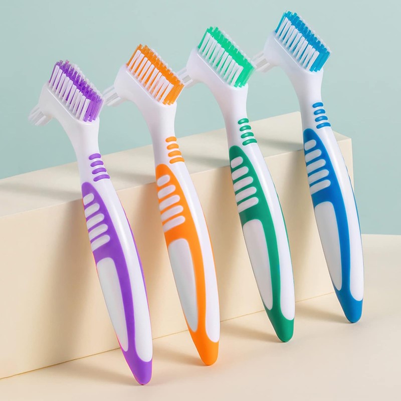 4-Piece Denture Brush Set - Portable Denture Brush with Moderate