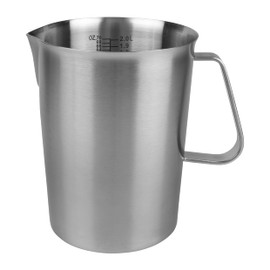 Krumble Measuring Cup with Pouring Spout, Measuring Cup for Cooking and Baking, Measuring Cup, Cookware, Mixing Cup, Stainless Steel, 2 Litres, 14.5 x 17 x 14.5 cm (L x W x H), Silver
