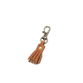 Polcolosso Original Tochigi Leather Carabiner Tassel Charm, Made in Japan, Genuine Leather, Camel