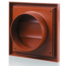 Blauberg Terracotta Gravity Grille 125 mm - 5 inch External Ducting Air Vent with Round Spigot and Non-Return Shutters for Kitchen Ceiling Extractor Fans Bathroom Ventilation Duct Fan Cover