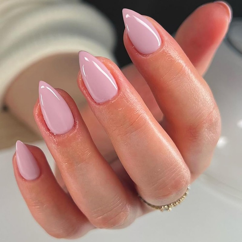 SXVME Uñas Postizas Cortas Almendradas Rosas, Uñas Postizas Con Pegamento,