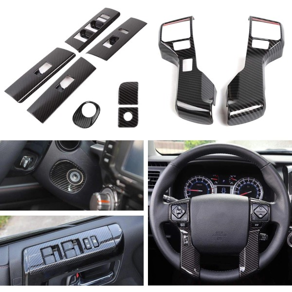 Savadi-Car 9x Steering Wheel Window Lift Ignition Switch Cover Set