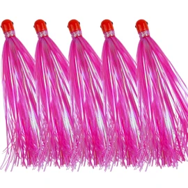 Mylar Flash Teaser Tails Bucktail Lures Fishing Teasers Weighted Jig Heads Mylar Fishing Skirts Hair Bait Jigs 0.35oz Bullet Sinker Head with Bucktail Teasers