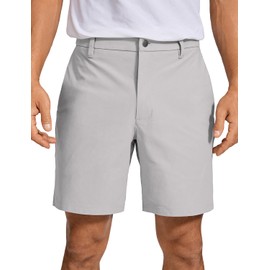 CRZ YOGA Men's All Day Comfy Golf Shorts - 7" Stretch Lightweight Casual Work Flat Front Shorts with Pockets Gull Gray 34