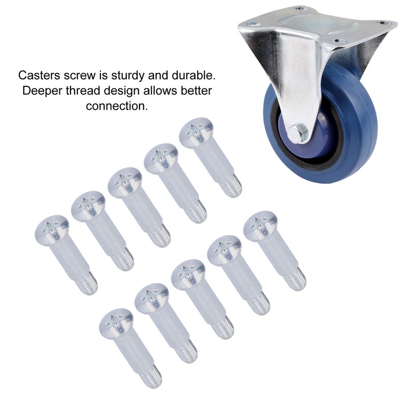 10Pcs Casters Screw Sturdy Durable Convenient Widely Application Conventional Screws