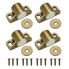 Snillok 4 PCS Magnetic Door Catch Latch Kitchen Magnet Push Catch Round Magnets Door Closers Catches Retro Cabinet Hardware Fittings with Screw for Wardrobe Cupboards Drawer Closet Doors, Bronze