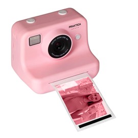 Praktica Snap & Stick Instant Print Kids Camera – Pink, Dual Lens with 4x Sticker Rolls (120 BPA-Free Stickers), Sticker Book & 8GB Micro SD Card for Parties, Playdates & Creative Fun