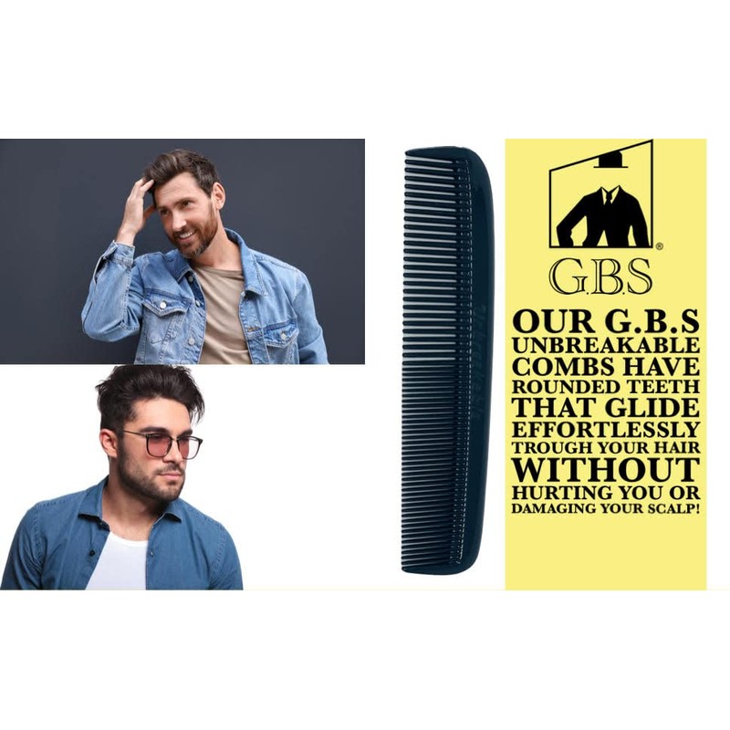 G.B.S 5.07-in Styling Essentials Fine Comb, Black, Set of 10