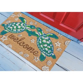 Liora Manne Natura Door Mat Novelty Designs - Durable Natural Coir & Vinyl Back, Long Lasting Color, Foyers, Porches, Patios & Decks, Sea Turtle Welcome, 1'6" x 2'6"