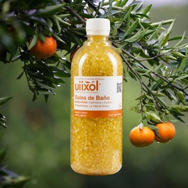 Uiixol Aceites Esenciales - Sales de Baño para Tina con Sal Marina y Sal Epsom, Efecto Relajante y Aromaterapia, Aroma a Mandarina que Aumenta tu Optimismo - 500g