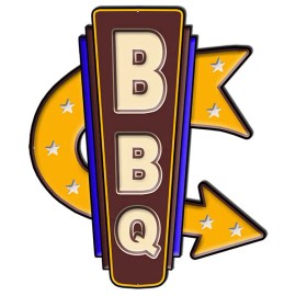 Handmade Brown BBQ Arrow Metal Sign 27.5 x 32.7