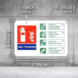 ABC Powder Emergency Instructions Sign - 12 x 8 Inch Safety Sign - Premium PVC Sign For Workplace Warehouse Jobsite OSHA Regulation - Weather Proof Fade Resistant - Made In USA - PVC0330