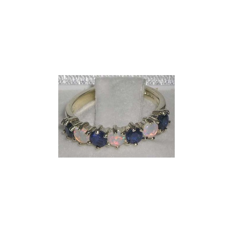 LetsBuySilver 925 Sterling Silver Real Genuine Opal & Sapphire Womans