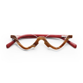 eyebobs Half-Pint Premium Readers for Women and Men | 3378 01 4.00 Eye Glasses | Matte Wood Pattern Front with Matte Red Temples | 4.00